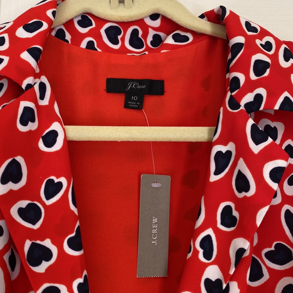 JCrew red and navy hearts dress
